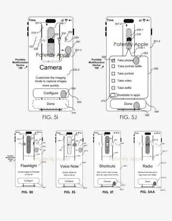 iPhone vairāku darbību pogas Apple patents