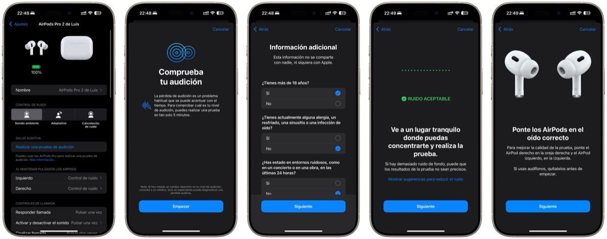 AirPods Pro dzirdes pārbaude 