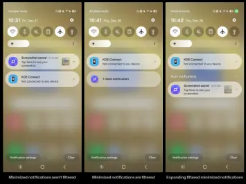Samsung One UI 7 paziņojumu panelis