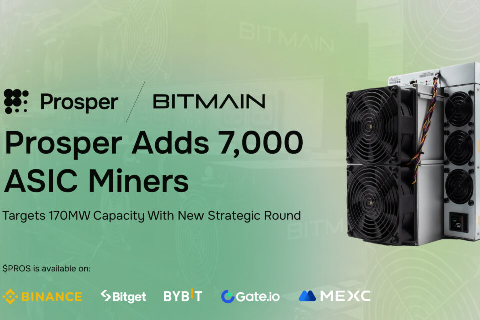Prosper iegādājas 7000 ASIC kalnraču no BITMAIN un nodrošina stratēģisku finansējumu, lai demokratizētu Bitcoin ieguvi