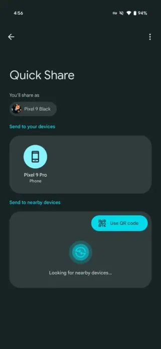 Quick Share QR koda koplietošanas funkcija
