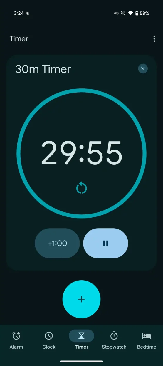 Google pulksteņa materiāls, kuru jūs pašreizējais UI taimeris 2