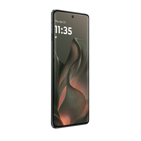 2025 Motorola Edge Deep Forest priekšpuse kreisajā pusē