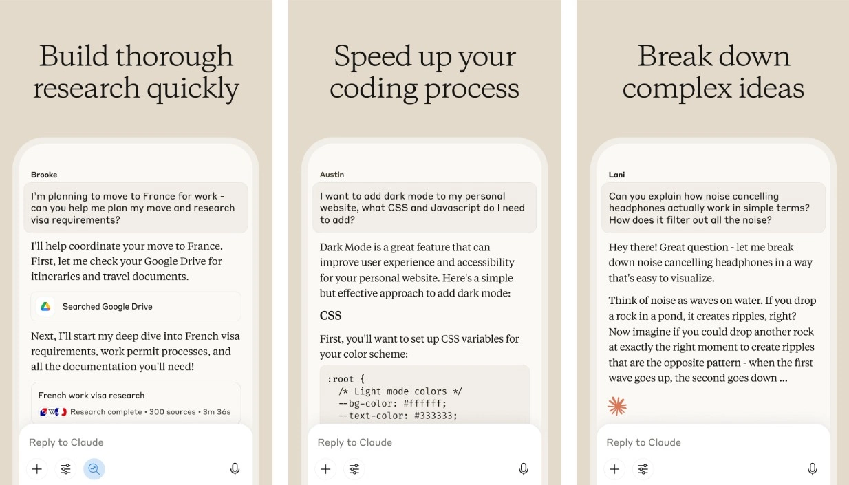 Claude AI mobilā lietotne