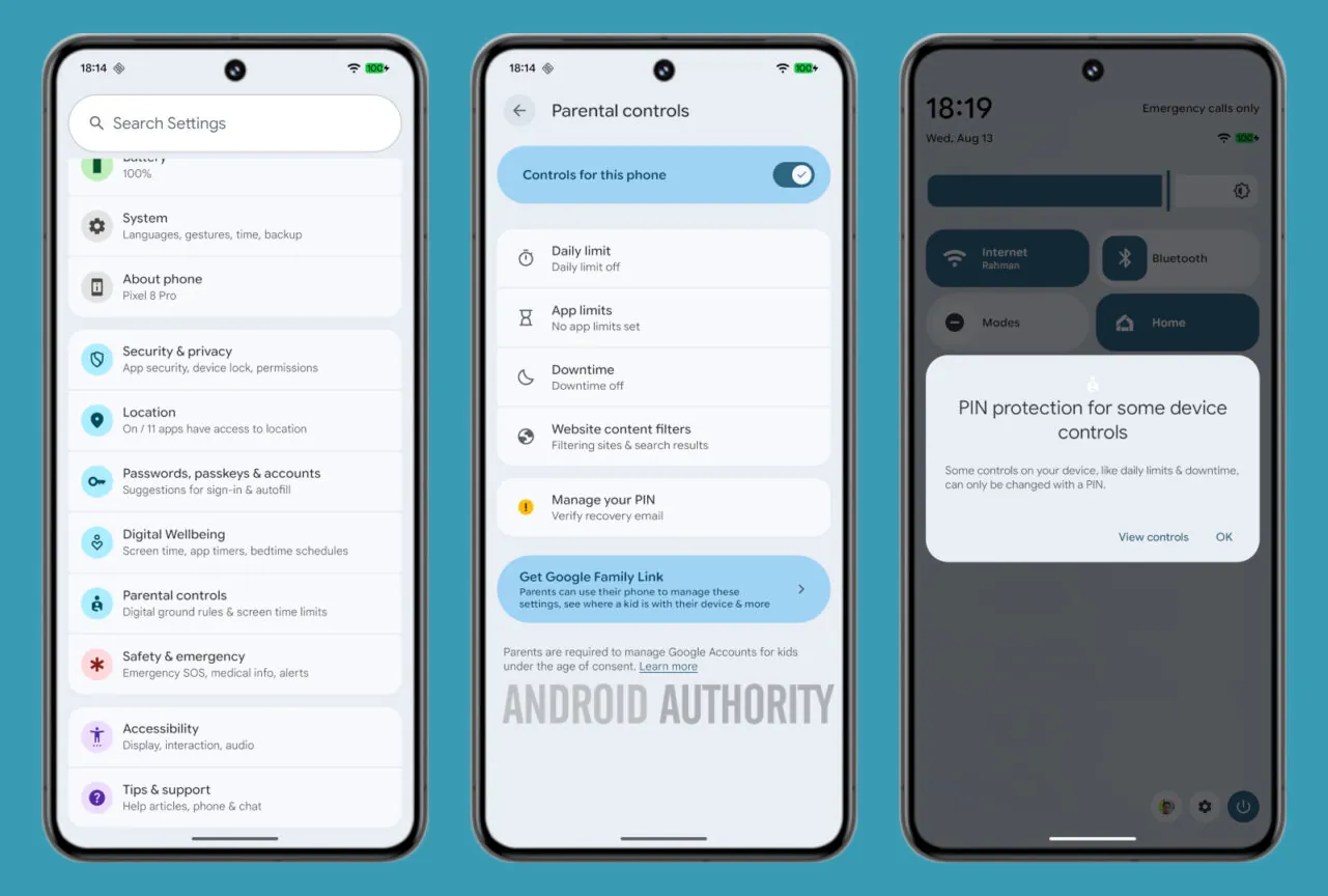 Android 16 QPR2 vecāku vadības funkcijas