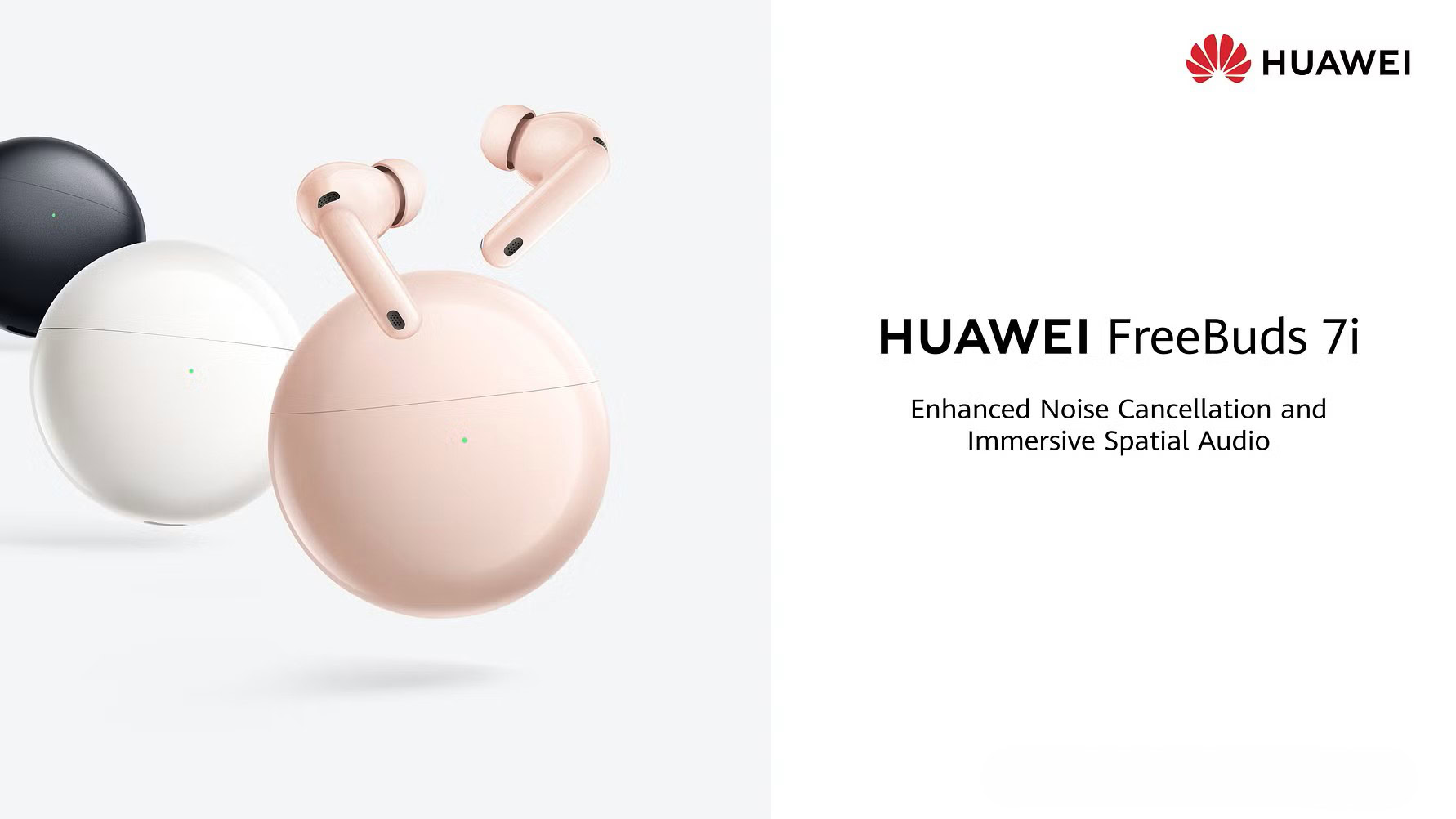 Huawei FreeBuds 7i rada spēcīgu trokšņa atcelšanu un “globālo” telpisko audio