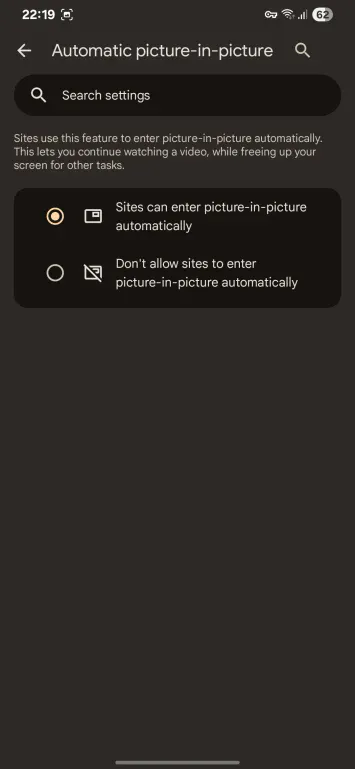 Google Chrome Android Automātiskā bilde attēlā noplūde 3