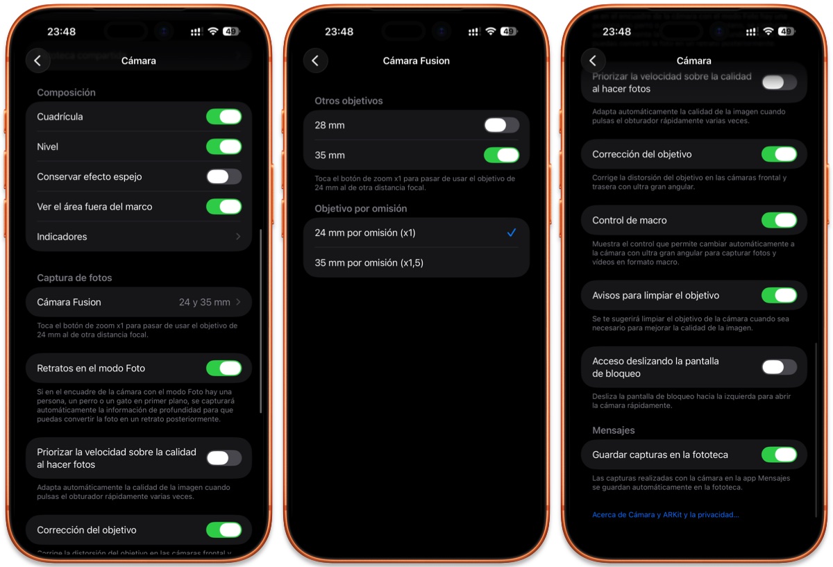 iPhone fotoattēlu iestatījumi