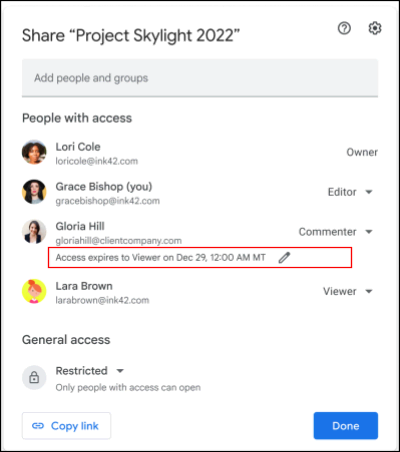 Google disks Kopīgotās mapes derīguma termiņš