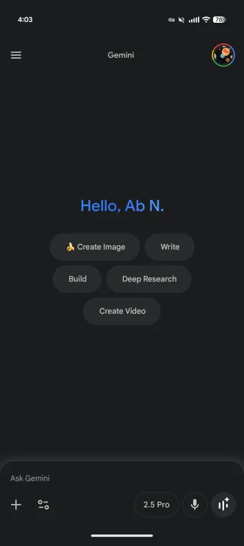 Gemini mājaslapa 2025. gada septembris tumšs