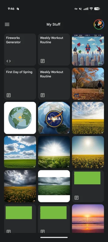 Gemini lietotne My Stuff 2