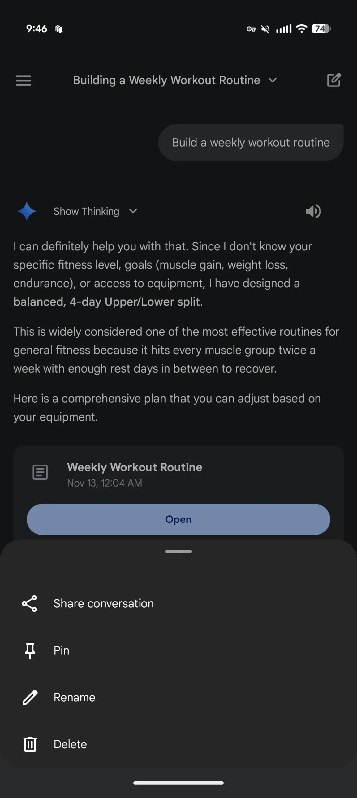 Google Gemini lietotnes tērzēšanas pārveidošana 2