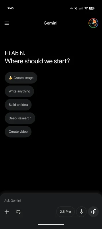 Gemini sākumlapas pārveidojums 2025. gada nov. tumšs