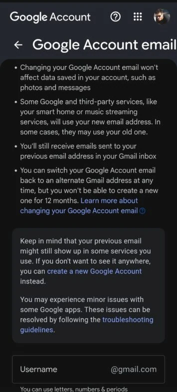 Mainiet Gmail lietotājvārda adresi 2
