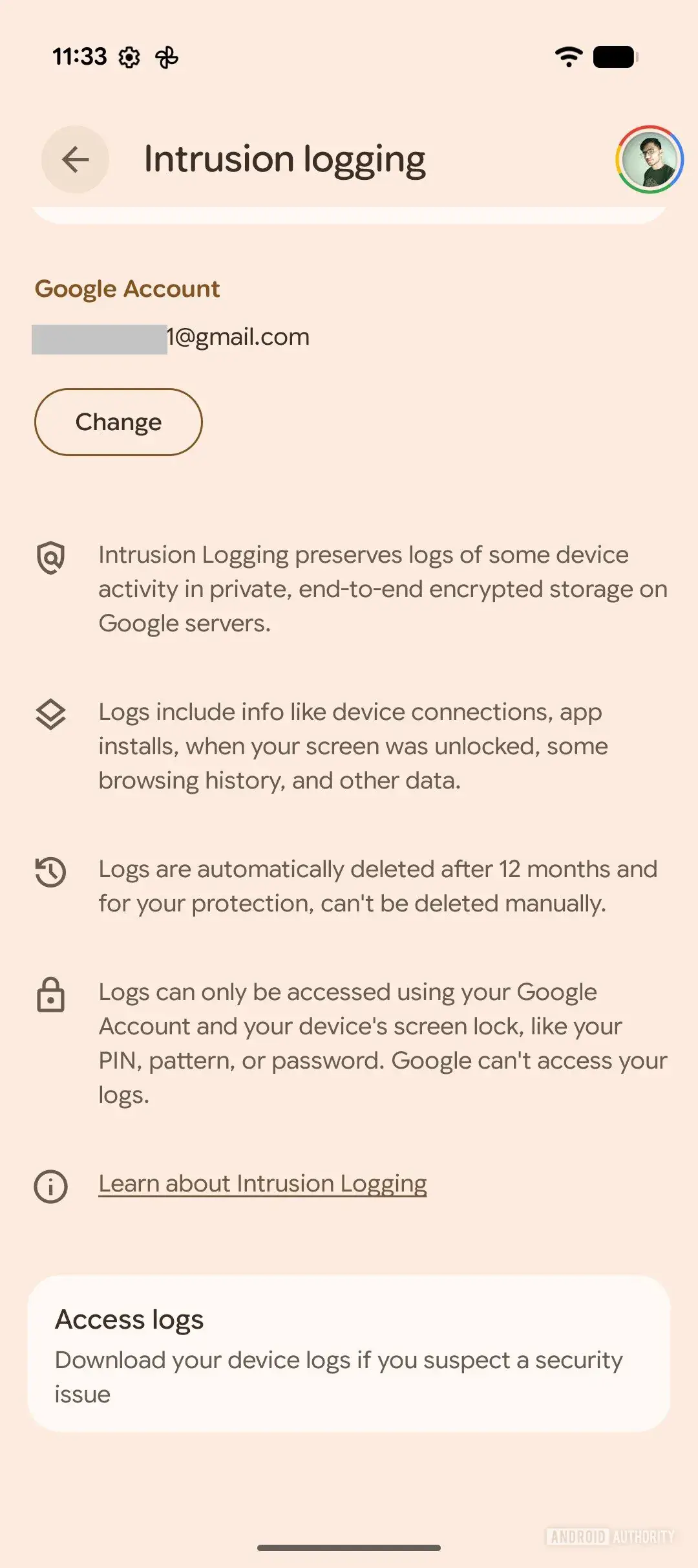 Android 16 ielaušanās reģistrēšanas žurnāli