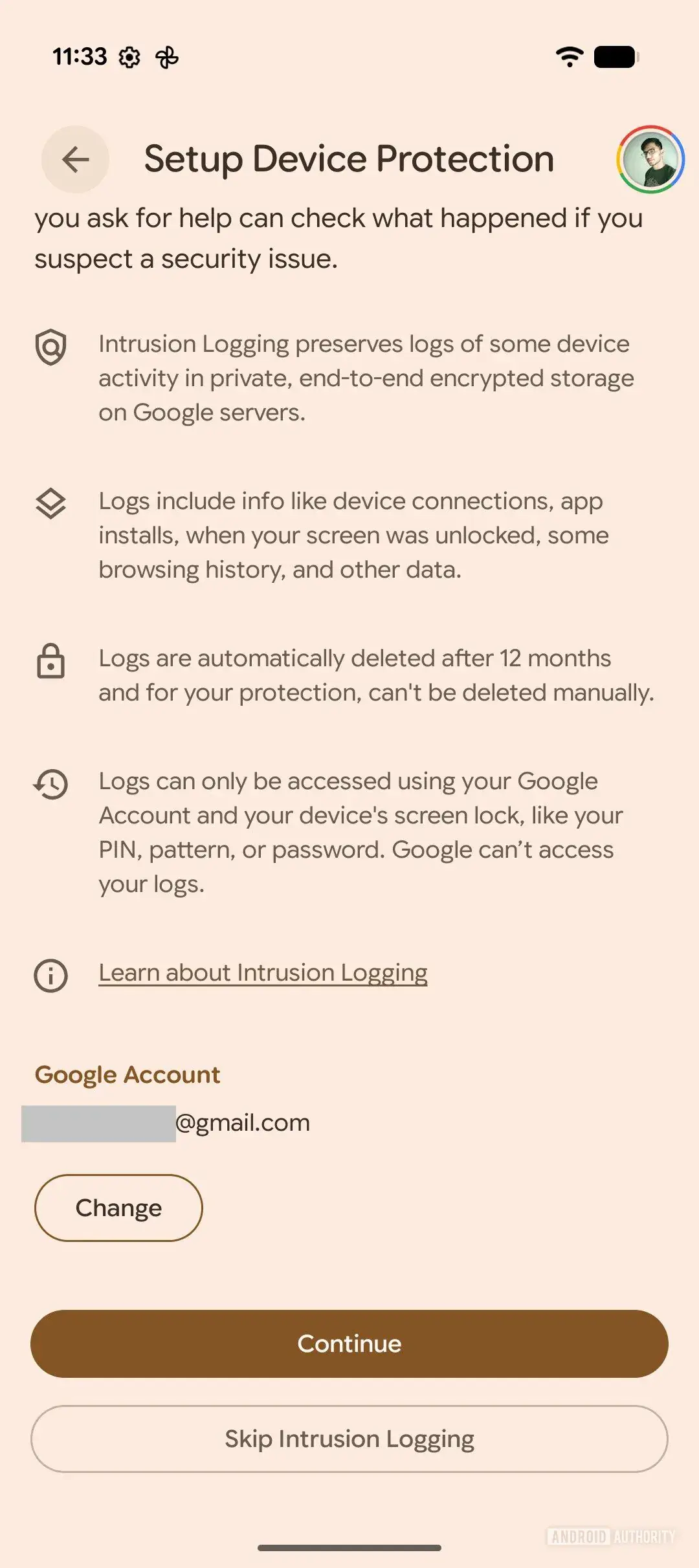 Android 16 ielaušanās reģistrēšanas iestatīšana 2