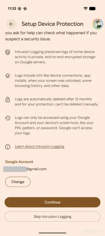 Android 16 ielaušanās reģistrēšanas iestatīšana 2