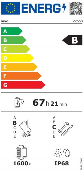 Vivo V70 FE enerģijas marķējums