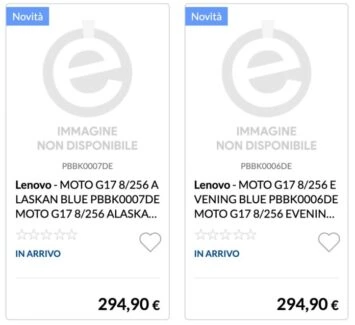 Moto G17 etailer saraksts