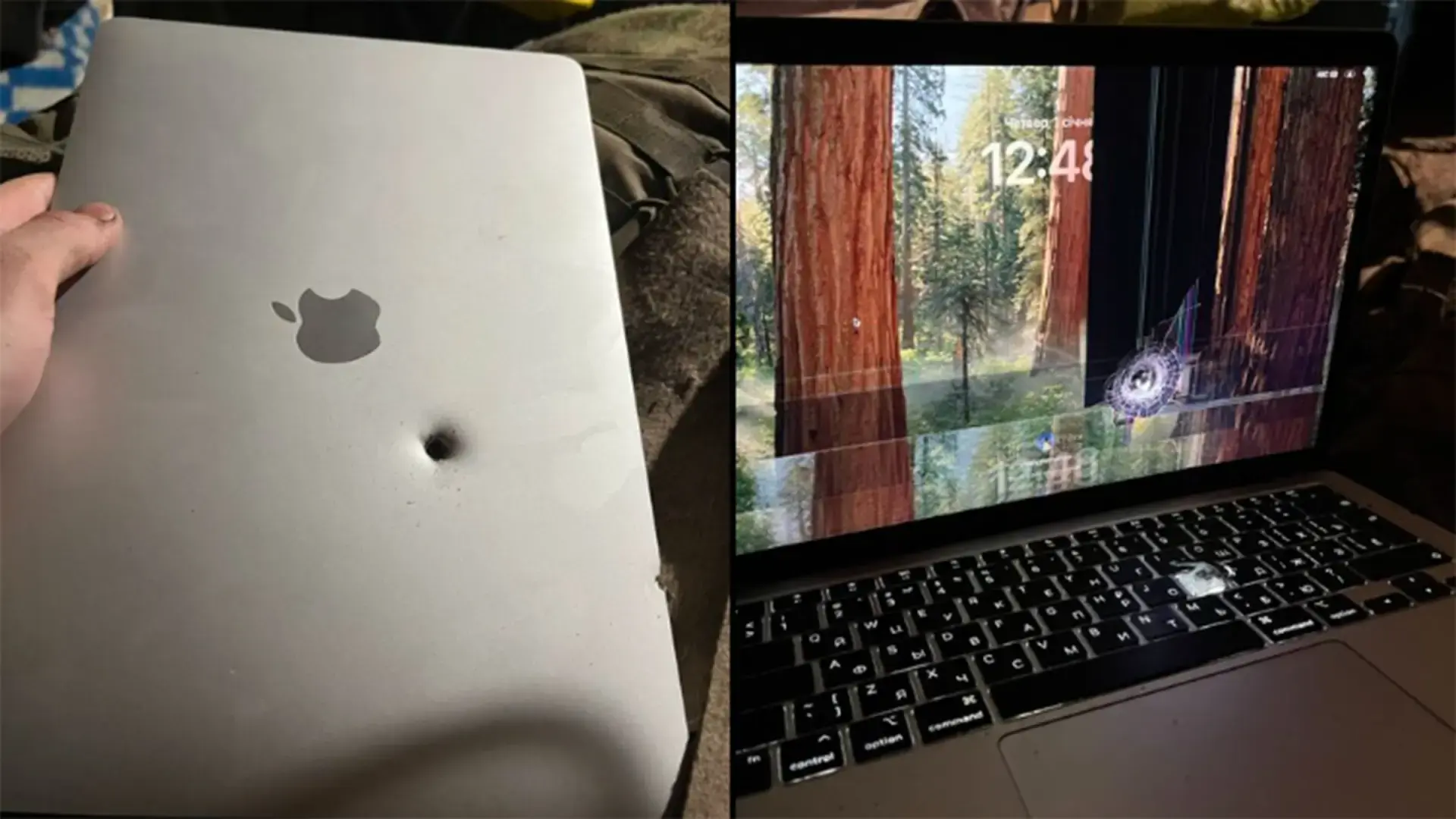 MacBook Air M1, kas apturēja artilērijas fragmentu Ukrainā