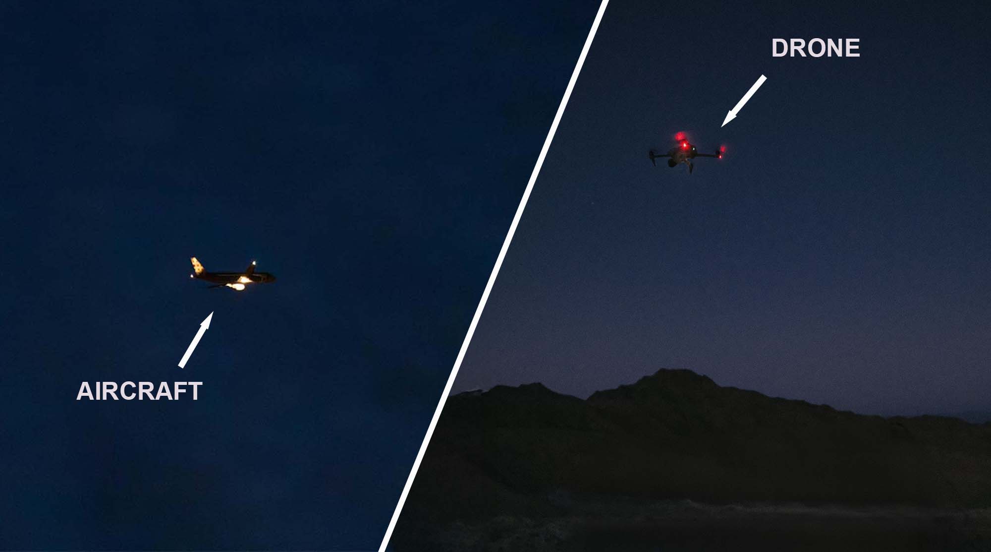 Drons vai nē? Kā atpazīt nakts gaismas debesīs