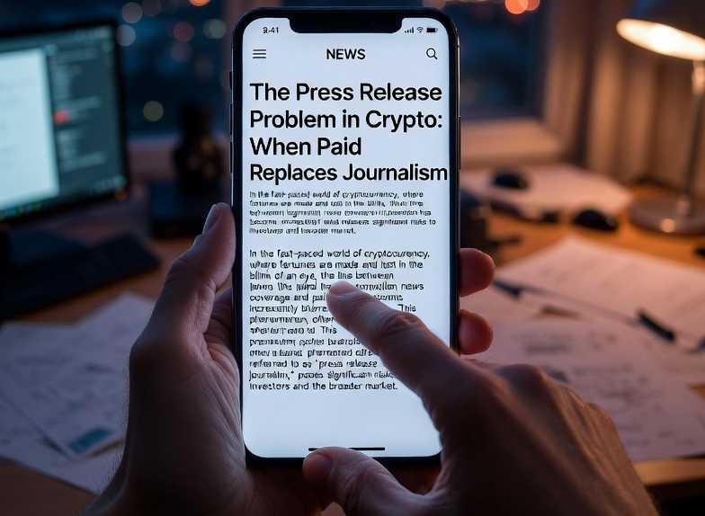 Preses relīzes problēma kriptovalodā: kad apmaksāta redzamība aizstāj žurnālistiku