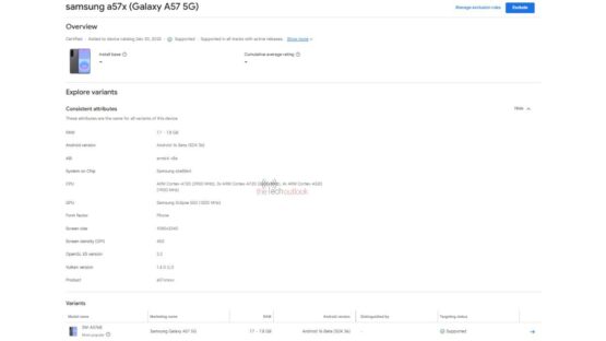 Galaxy A57 Google Play Console 2