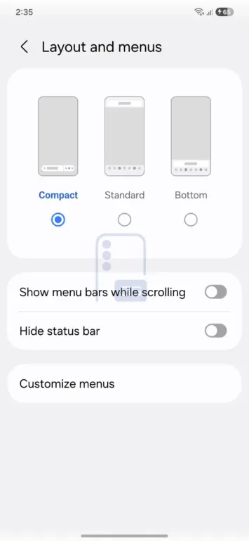 One UI 9 Samsung Internet Compact meklēšanas josla 2
