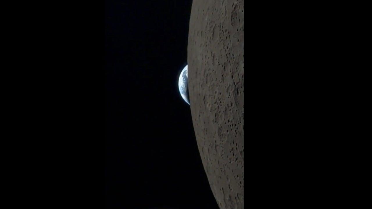 Vēsturiskais video, kurā Zeme slēpjas aiz Mēness, ierakstīts ar iPhone tālruni uz Artemis II