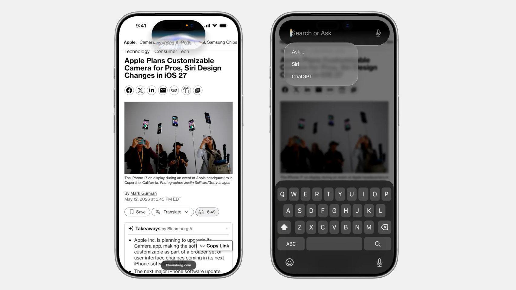 Siri ir integrēts iPhone kamerā