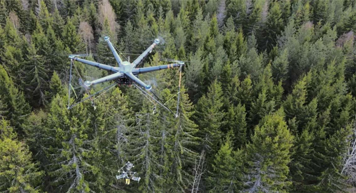 Zviedrijas jaunuzņēmums panāk pirmo pilnībā autonomo koku ražu ar dronu