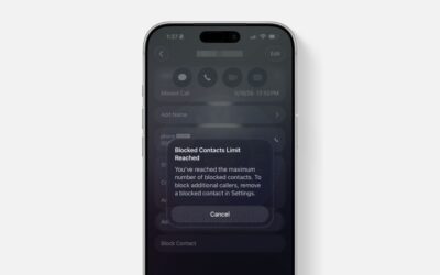 iOS 26.6 paziņos lietotājiem, kad tie sasniegs bloķēto kontaktpersonu ierobežojumu