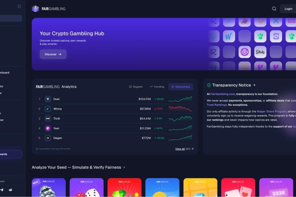 FairGambling izlaiž Crypto Casino apskatu un Analytics platformu ar godīgiem rīkiem un papildu atlīdzībām