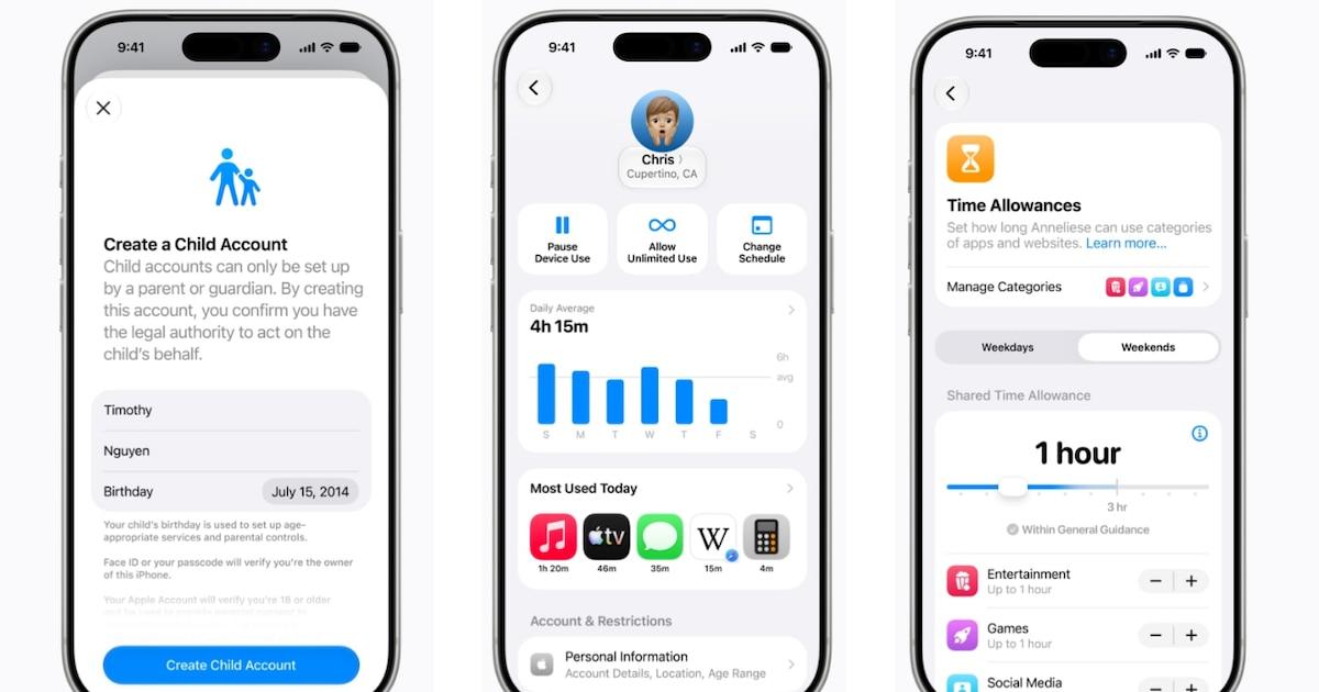 Apple bērna konts Bērna konta iestatīšana Apple