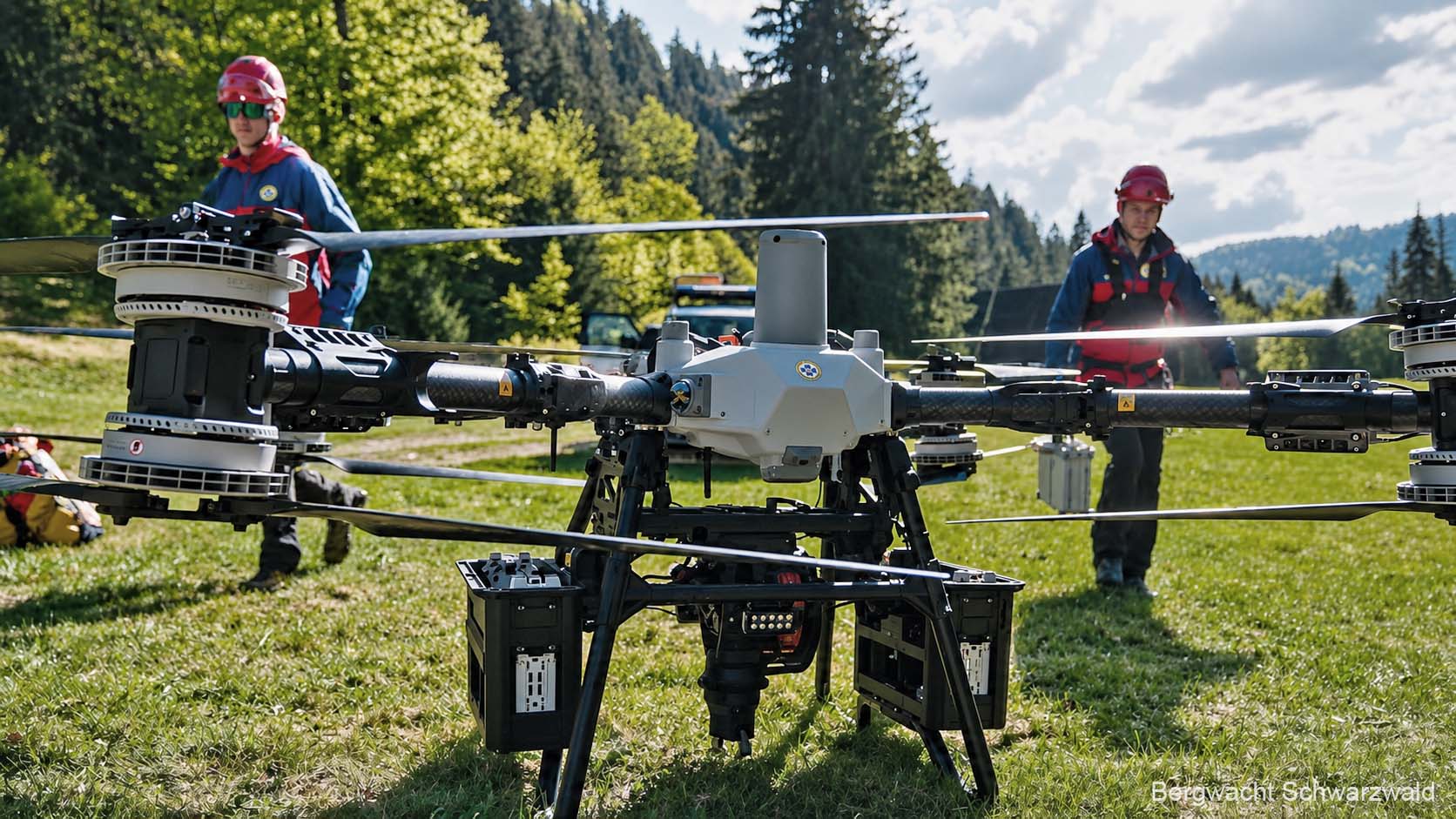 Vācijas kalnu glābšanas dienesta pionieri izmanto 100 kg kravas dronu