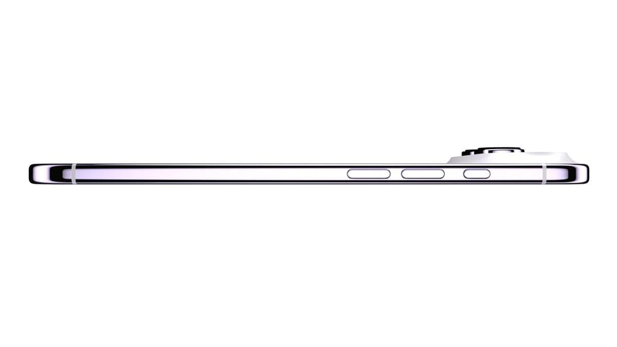 iPhone Air 2 ekrāns un dinamiskā sala Detaļa no iPhone Air 2 priekšpuses