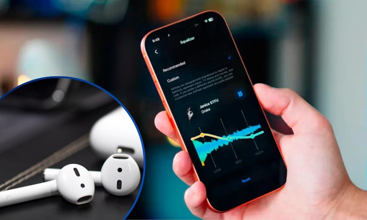 AirPods izlīdzināšana Trīs joslu ekvalaizers uz AirPod