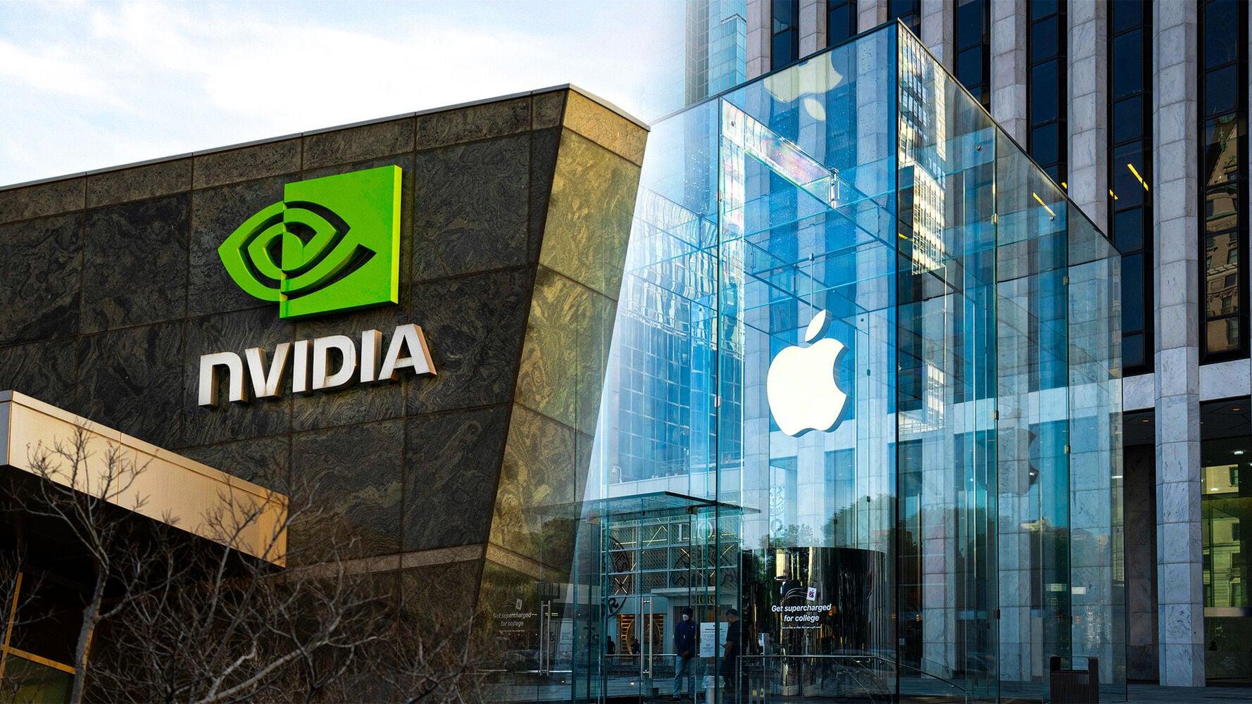 Apple Nvidia akciju salīdzinājums Apple un Nvidia akciju diagramma