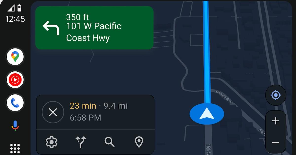 Google Maps spidometrs operētājsistēmā Android Auto Google Maps spidometrs automašīnas ekrānā