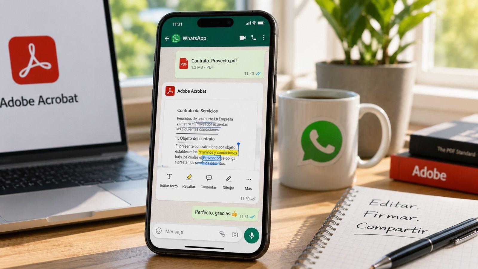 WhatsApp sadarbojas ar Adobe Acrobat, lai pārvaldītu PDF failus, neizejot no tērzēšanas