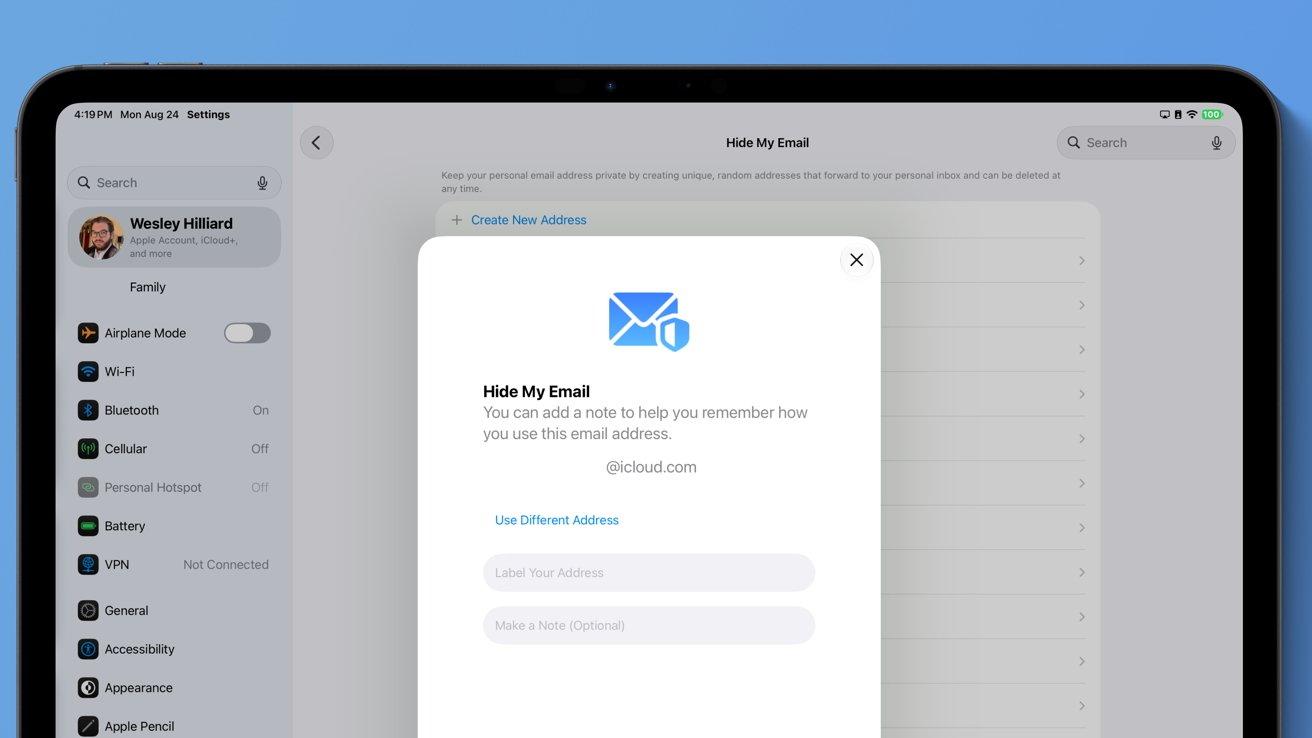 Privātā e-pasta iestatīšana pakalpojumā iCloud