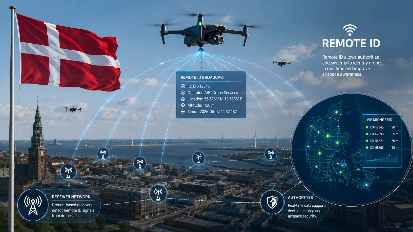 Dānija plāno valsts mēroga Direct Remote ID sensoru tīklu