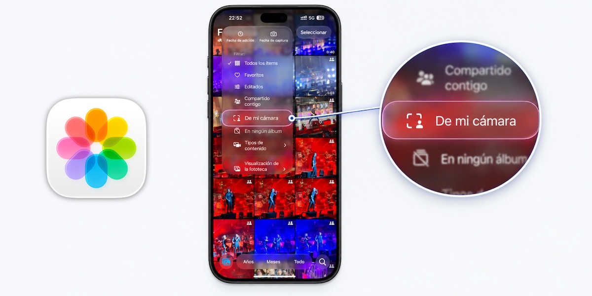 Fotoattēli operētājsistēmā iOS 27 pievieno lietotnei Fotoattēli “No manas kameras”.
